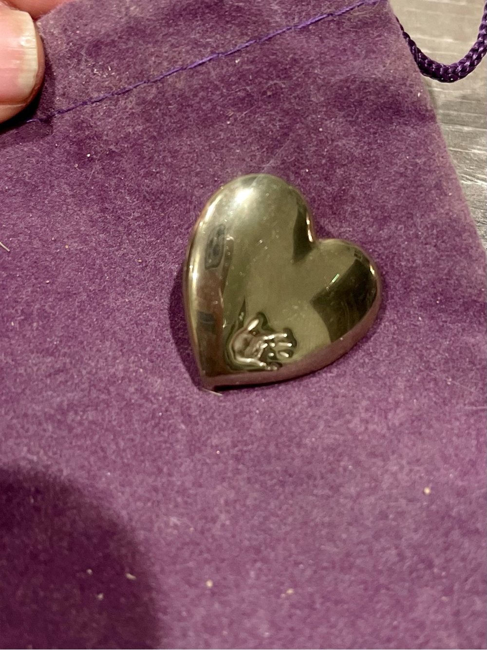 Polished Silver COLLECTABLE Heart Pin with Hand Accent